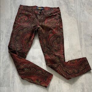 Lucky Brand Red Paisley Skinny Jeans